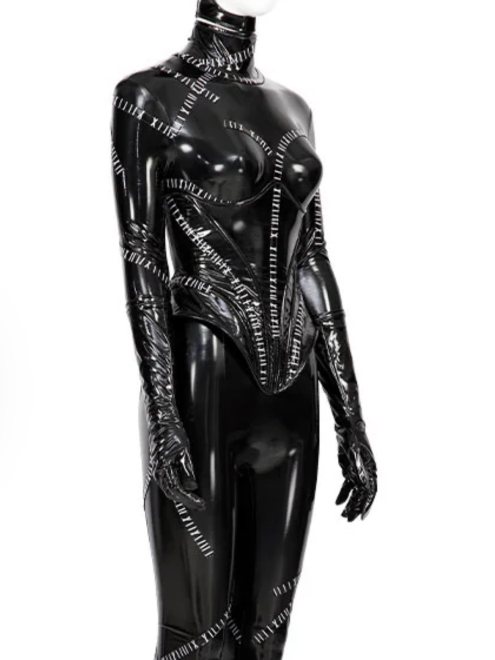 CATWOMAN Black Glossy Latex Zip-Detail Catsuit - Picture 4 of 11